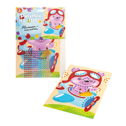 Набор для творчества. Risunok из страз "Мишка-пилот"