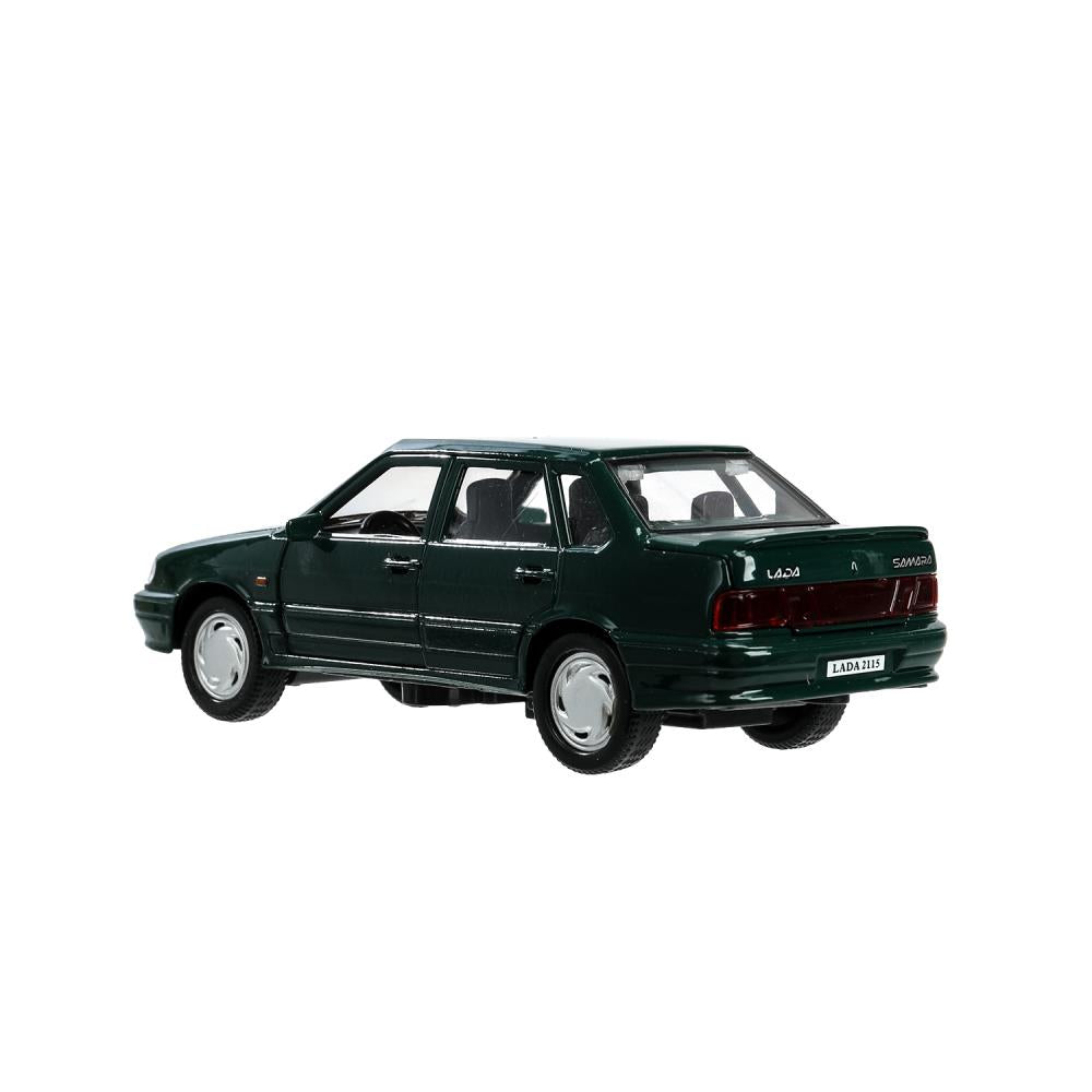 Машина металл ваз-2115 "самара" длина 12 см,двери,темно-зеленый,кор. Технопарк в кор.2*36шт