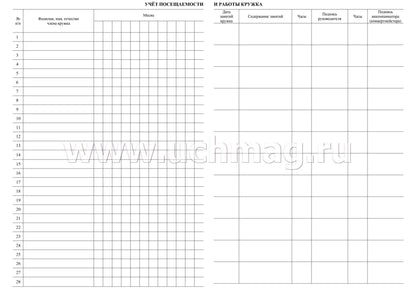 Журнал учёта кружковой работы в образовательной организации. (Формат А4, блок - бумага писчая, пл. 60; обложка - бумага офсетная, пл. 160) 24 стр