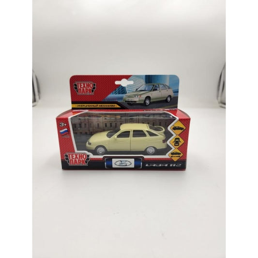 Машина металл ваз-2112 12 см, двери, багаж, беж, кор. Технопарк в кор.2*36шт