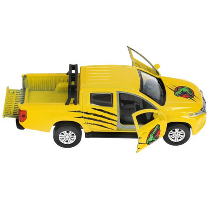 Машина металл "МИЦУБИШИ" "mitsubishi l200 pickup динозавры" длин 13 см, откр дв, багаж, инерц, в кор