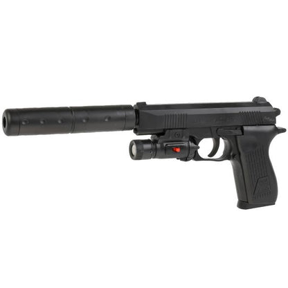 Пистолет (п) с глушителем, с фонариком, с пульками К2119 в упаковке. в кор.2*72шт