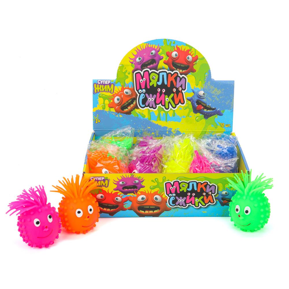 Игрушка-антистресс ежик рожица с глазами Супер Жим уп-12шт в кор.6уп