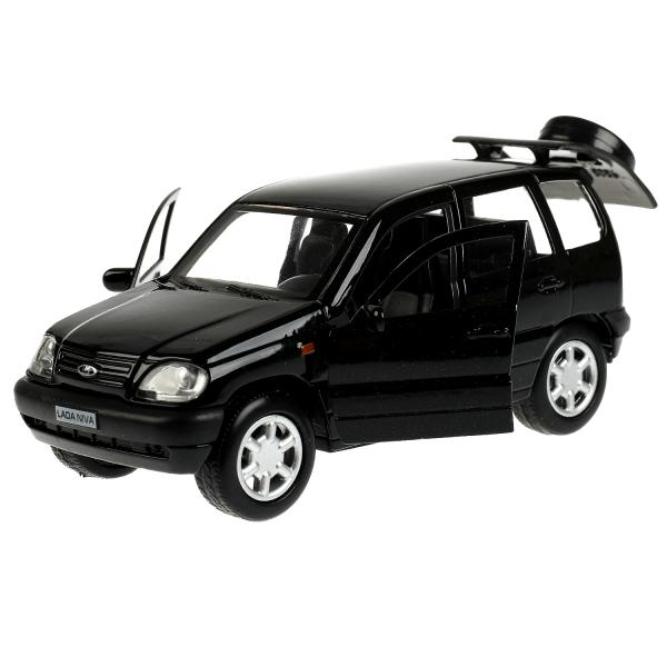 Машина металл LADA NIVA длина 12 см, двери, багажник, инерц, черный, кор. Технопарк в кор.2*36шт
