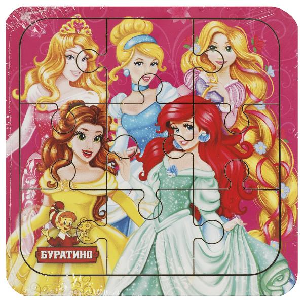 Игрушка деревянная пазлы принцессы, 10*10 см. терм. пакет Буратино в кор.189шт