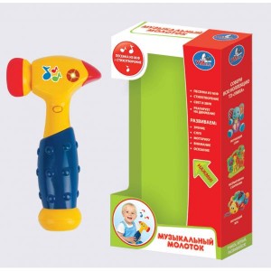 МОЛОТОК "УМКА" МУЗЫКАЛЬНЫЙ НА БАТ. СВЕТ+ЗВУК, РУССИФИЦ. 604 РУСС. КОР. 10,5*5*24СМ dans cor.2*24шт