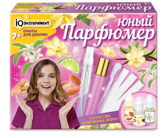 Набор экспериментов ДЛЯ ДЕВОЧЕК парфюмер в кор. 20*25*4 см IQ Эксперимент в кор.84шт