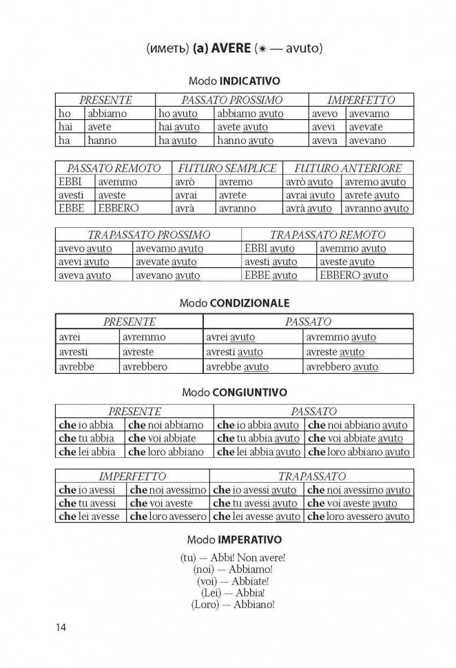 Итальянские глаголы в таблицах. Лиличенко. Каро