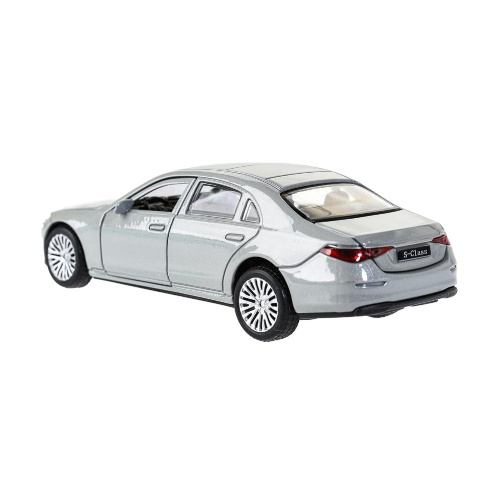 Машина металл MERCEDES-BENZ s-class v223 12см,дв,багаж,инер,серебристый,кор. Технопарк в кор.2*36шт