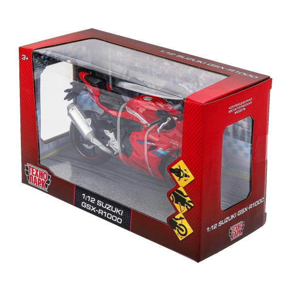 Модель металл suzuki gsx-r1000 МОТОЦИКЛ, 17 см, вращающийся руль, подвеска Технопарк в кор.24шт