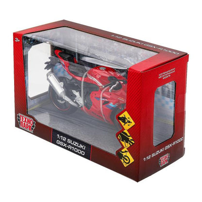 Модель металл suzuki gsx-r1000 МОТОЦИКЛ, 17 см, вращающийся руль, подвеска Технопарк в кор.24шт