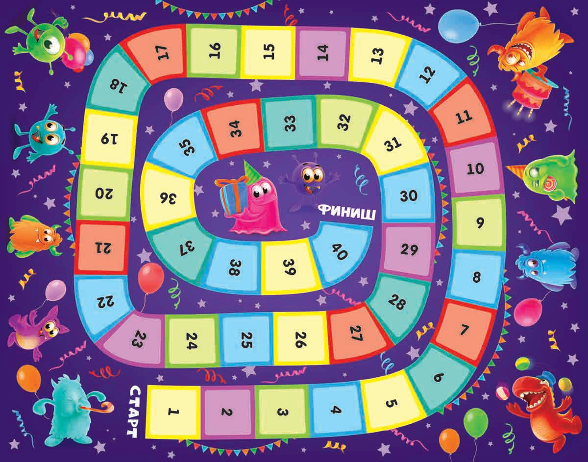 Игра настольная ходилака "Веселые ходилки 4 в 1" (ходка-раскраска)