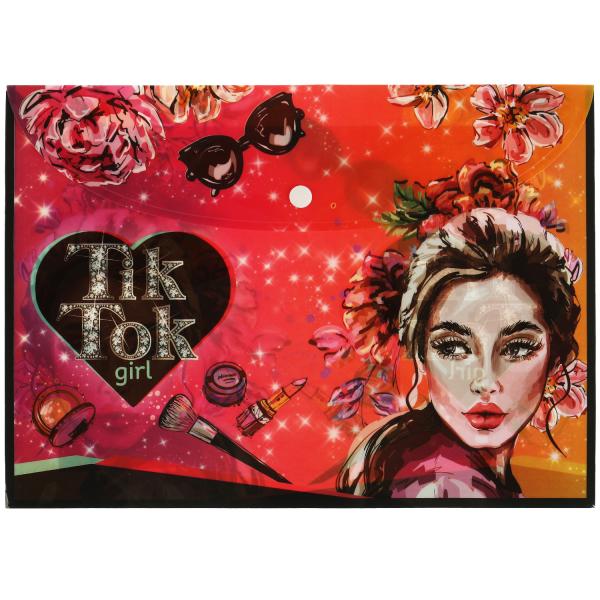Папка на кнопке а4 TIK TOK GIRL уп-6шт в кор.2*20уп