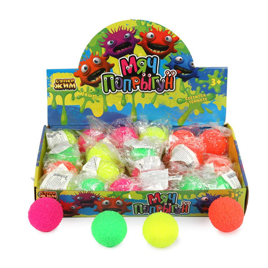 Игрушка мяч-попрыгун неоновый 6,5см, цвет в асс., Супер Жим уп-24шт в кор.6уп
