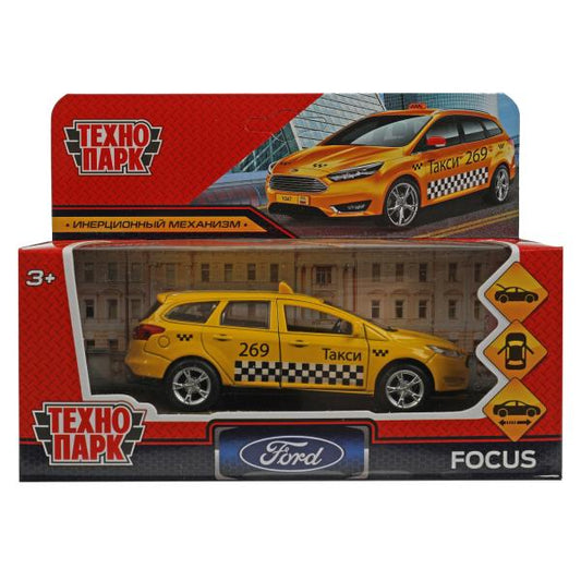 Machine en métal FORD FOCUS TURNIER ТАКСИ длина 12 см, двер, багаж, инерц, кор. Parc technologique dans le cor.2*36шт