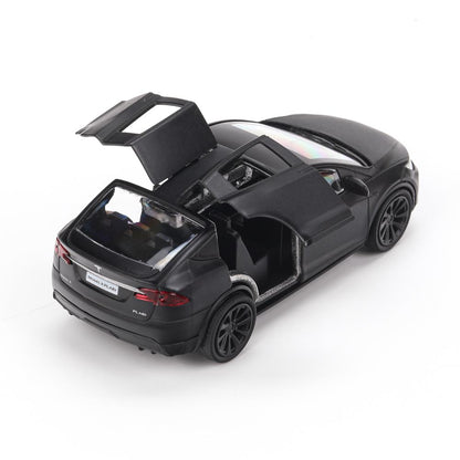 Машина металл свет-звук tesla model x plaid 12 см, двери, черный мат, кор. - в кор.2*36шт