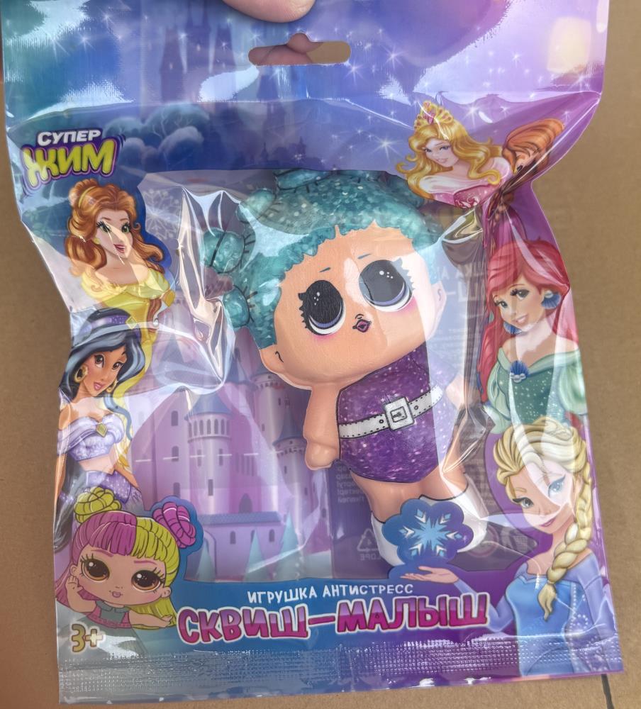 Игрушка - антистресс сквиш малыш, девочка с голубыми волосами, флоупак Супер Жим в кор.6*12шт