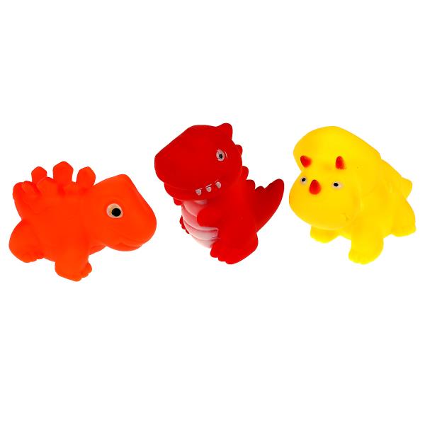Игрушка для ванной динозаврики 3 шт., сетка, хенгтег КАПИТОШКА в кор.120наб