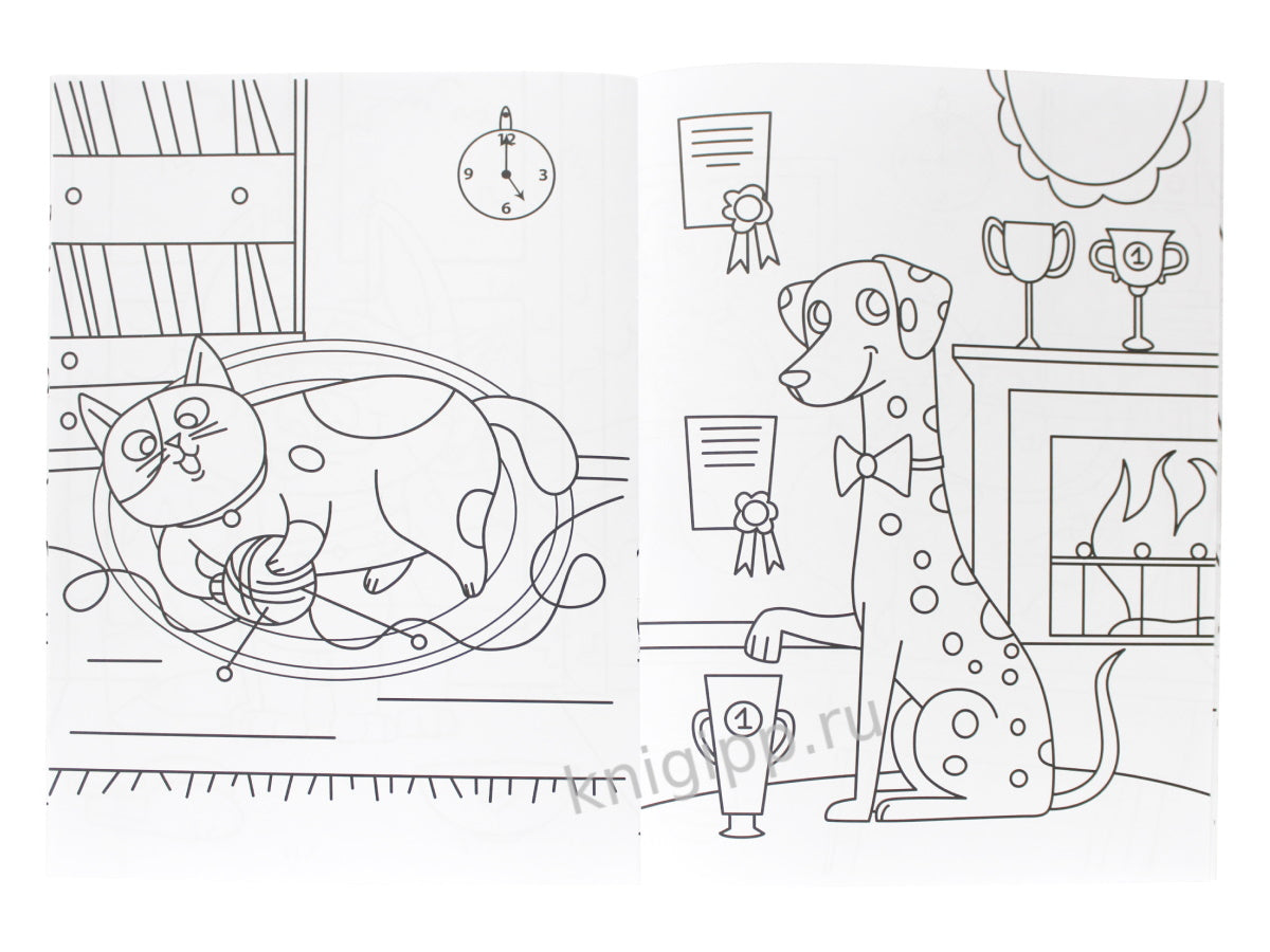 РАСКРАСКА С КАРАНДАШАМИ. КОШКИ И СОБАКИ
