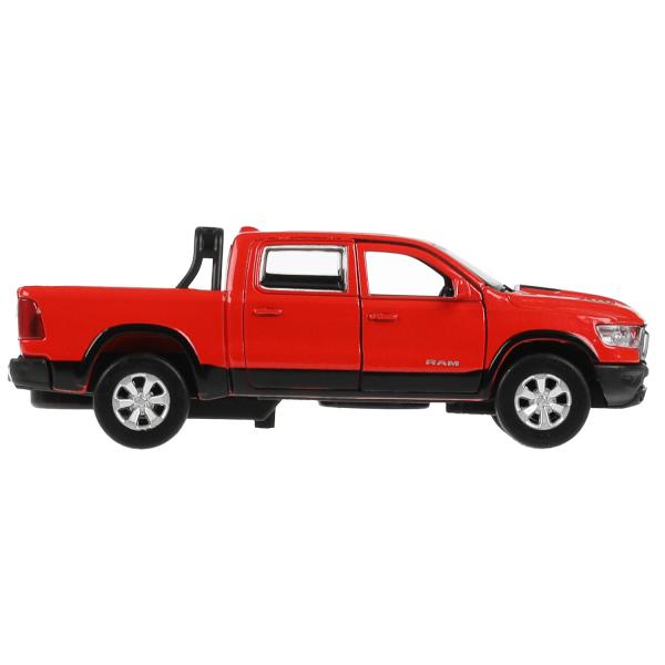 Machine en métal DODGE RAM 1500 REBEL 13 cm, double, bagage, argent, rouge, cor. Parc technologique dans le cor.2*36шт