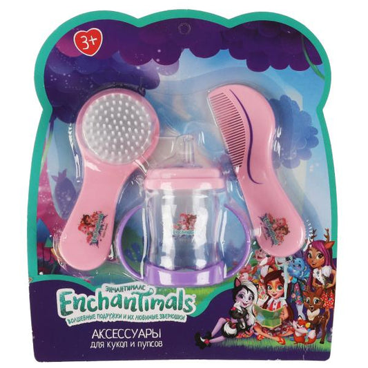 Набор для пупса ЭНЧАНТИМАЛС 3 предмета: гребешок, расческа, поильник, блист КАРАПУЗ в кор.2*84шт