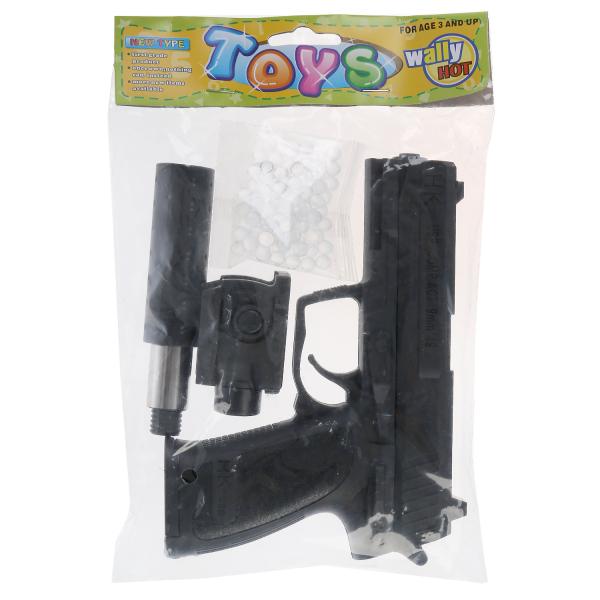 Pistolet (п) avec laser. прицелом, с глушителем, с гелевыми пулями 07 в пак. dans le cor.2*120шт