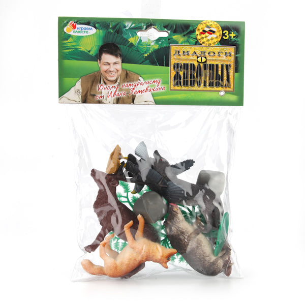 НАБОР ИЗ 6-И ФИГУРОК ЖИВОТНЫХ И ПТИЦ "ИГРАЕМ ВМЕСТЕ" С АКСЕСС. В ПАК. С РУСС. ХЕДЕРОМ в кор.6*12наб