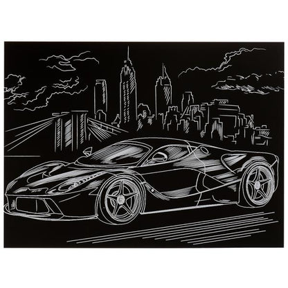 Гравюра 18*24 см машина, серебряная МУЛЬТИ АРТ в кор.120шт