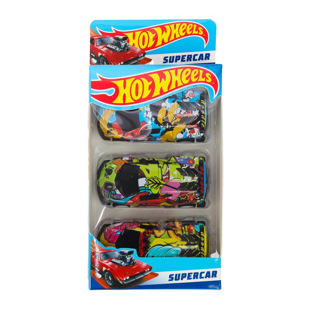 Machine en métal Hot Wheels Hot Wheels pour 7 cm, 3 pièces, dans un assortiment, couleur. Parc technologique en cor.2*120