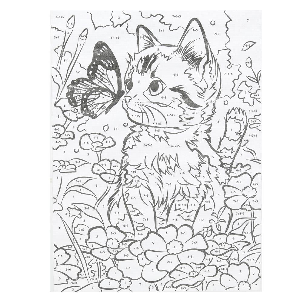 Раскраска по номерам 17х23 см котик и бабочка МУЛЬТИ АРТ в кор.50шт