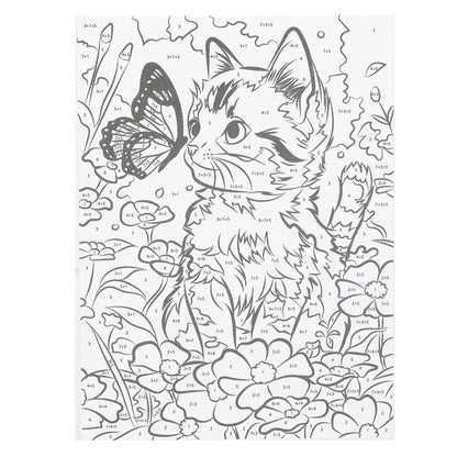 Раскраска по номерам 17х23 см котик и бабочка МУЛЬТИ АРТ в кор.50шт