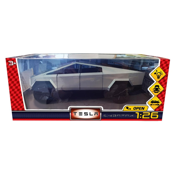 Technoparc. Modèle "Tesla Электропикап" 23см, double, capot, bagage., св-зв, инерц, серебр.арт.C2405-R