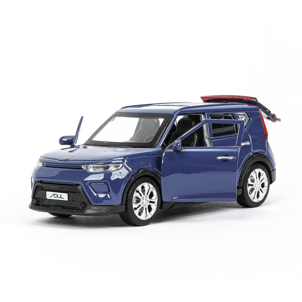 Машина металл KIA Soul длина 12 см, двери, багажник., инерц, темно-синий, кор. Технопарк в кор.2*36шт