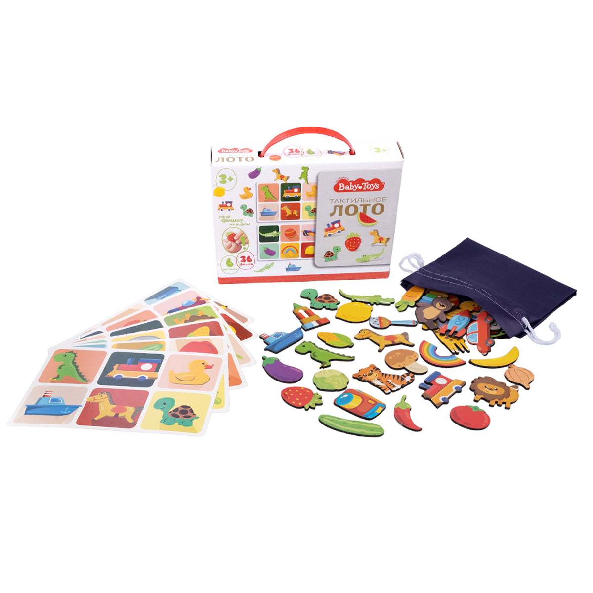 Лото "Тактильное" Детские игрушки (36 деревянных фишек)