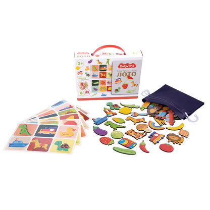 Лото "Тактильное" Детские игрушки (36 деревянных фишек)