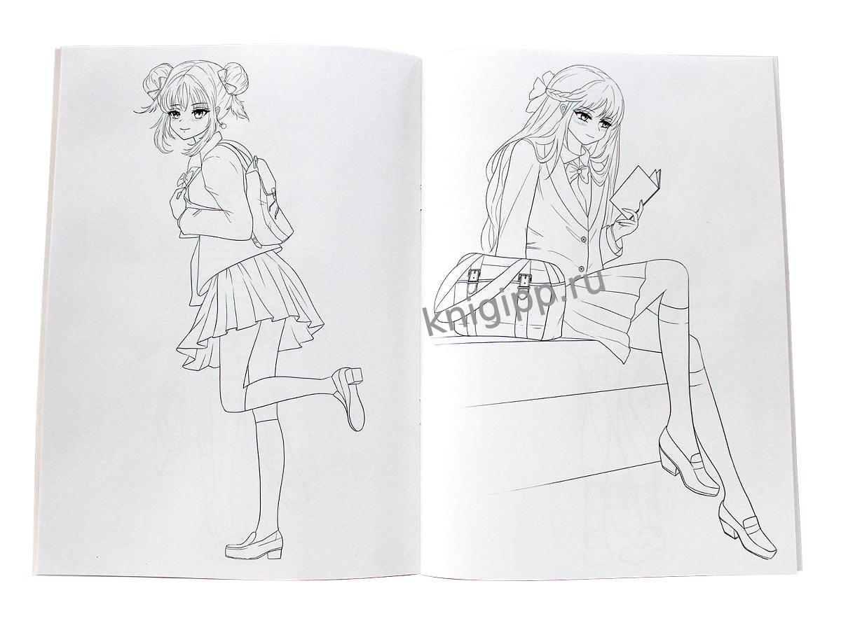 РАСКРАСКА Мода Аниме. Школьный стиль