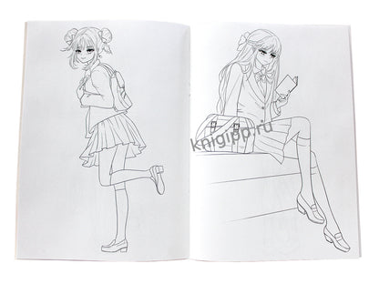 РАСКРАСКА Мода Аниме. Школьный стиль
