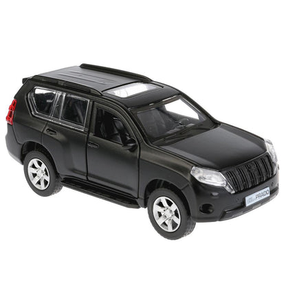 Машина металл TOYOTA PRADO МАТОВАЯ ЧЕРНАЯ, 12см, открыв. двери, инерц. Технопарк в кор. в кор.2*36шт