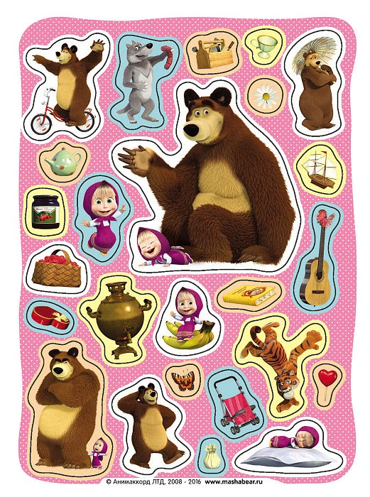 Маша и Медведь. 100 наклеек (зеленая)