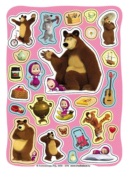 Маша и Медведь. 100 наклеек (зеленая)