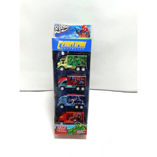 Machine en plastique ROAD RACING pour super-héros 7,5 cm, 4 pièces, dans un assortiment, couleur. Parc technologique en cor.2*120