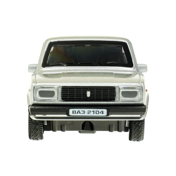 Машина металл ВАЗ-2104 ЖИГУЛИ 12 см, двери, багажник, инерц, серебристая, кор. Технопарк в кор.2*36шт