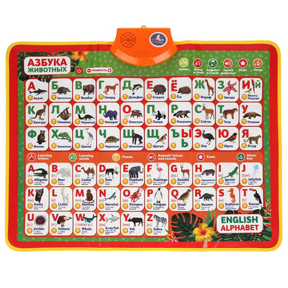 Двусторонний плакат 3в1.карта мира.рус.и англ.азбуки.500 стихов,песен.кор.бат. Умка в кор.48шт