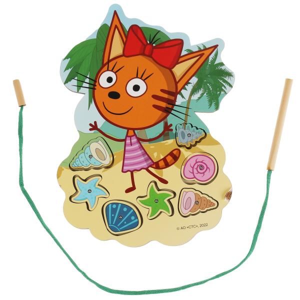 Игрушка деревянная рыбалка Три Кота терм. пакет Буратино в кор.15шт