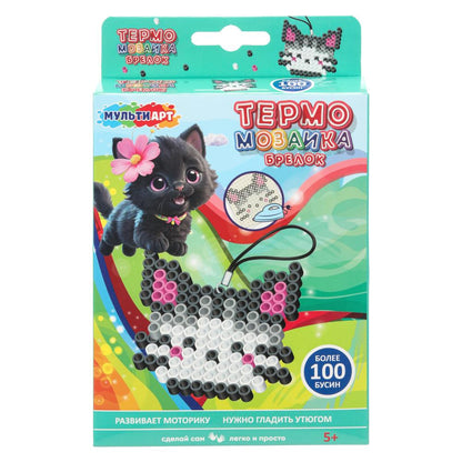 Брелок из термомозаики, Кот МУЛЬТИ АРТ в кор.4*12шт