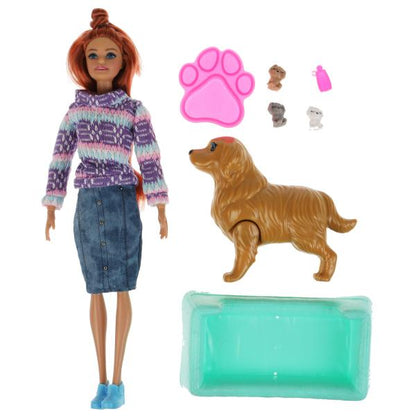 Кукла 29 см София, руки и ноги сгиб, акс, беременная собака, кор КАРАПУЗ в кор.24шт