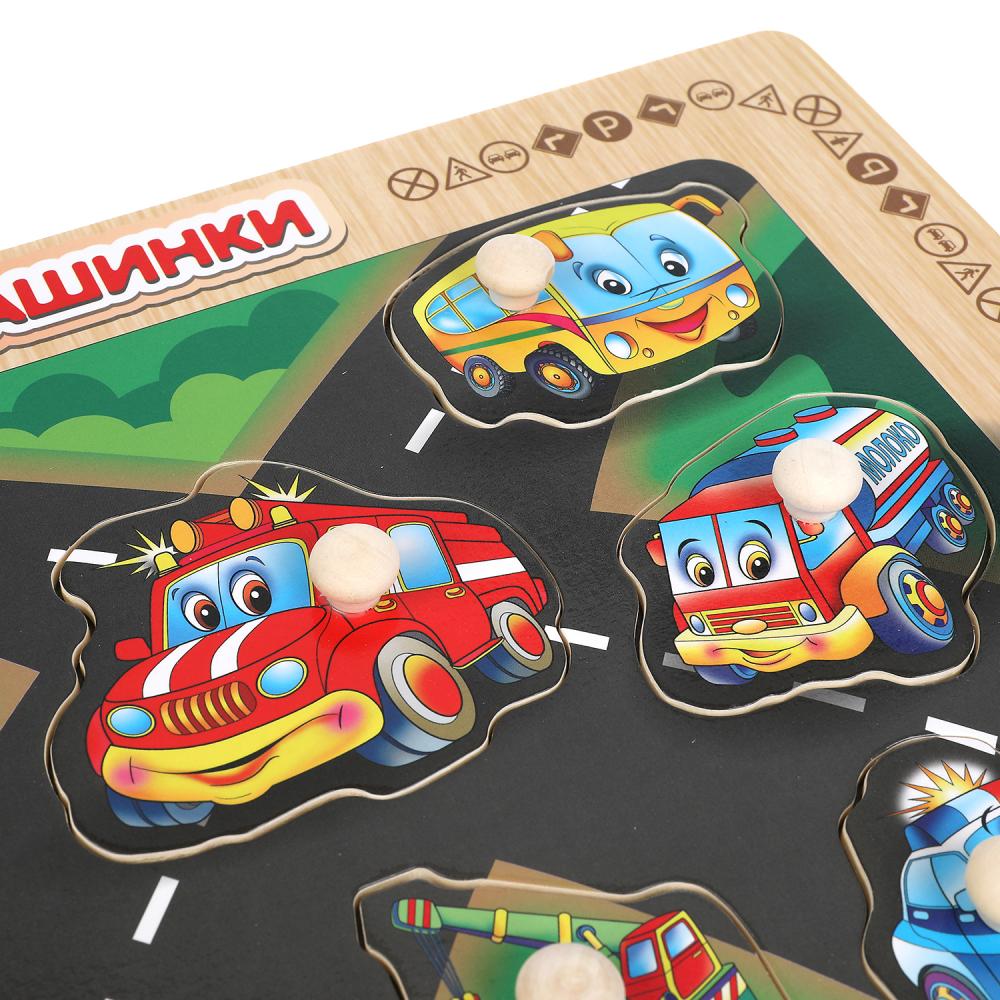 Игрушка деревянная рамка-вкладыш "машинки" Буратино в кор.100шт