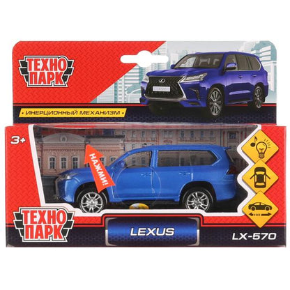 Машина металл свет-звук "LEXUS LX-570"12см, открыв. двери, инерц,синий в кор. Технопарк в кор.2*36шт