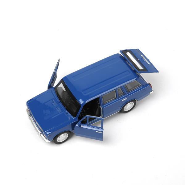 Машина металл ваз-2102 12 см, двери, багажник, инер,синий, кор. Технопарк в кор.2*36шт