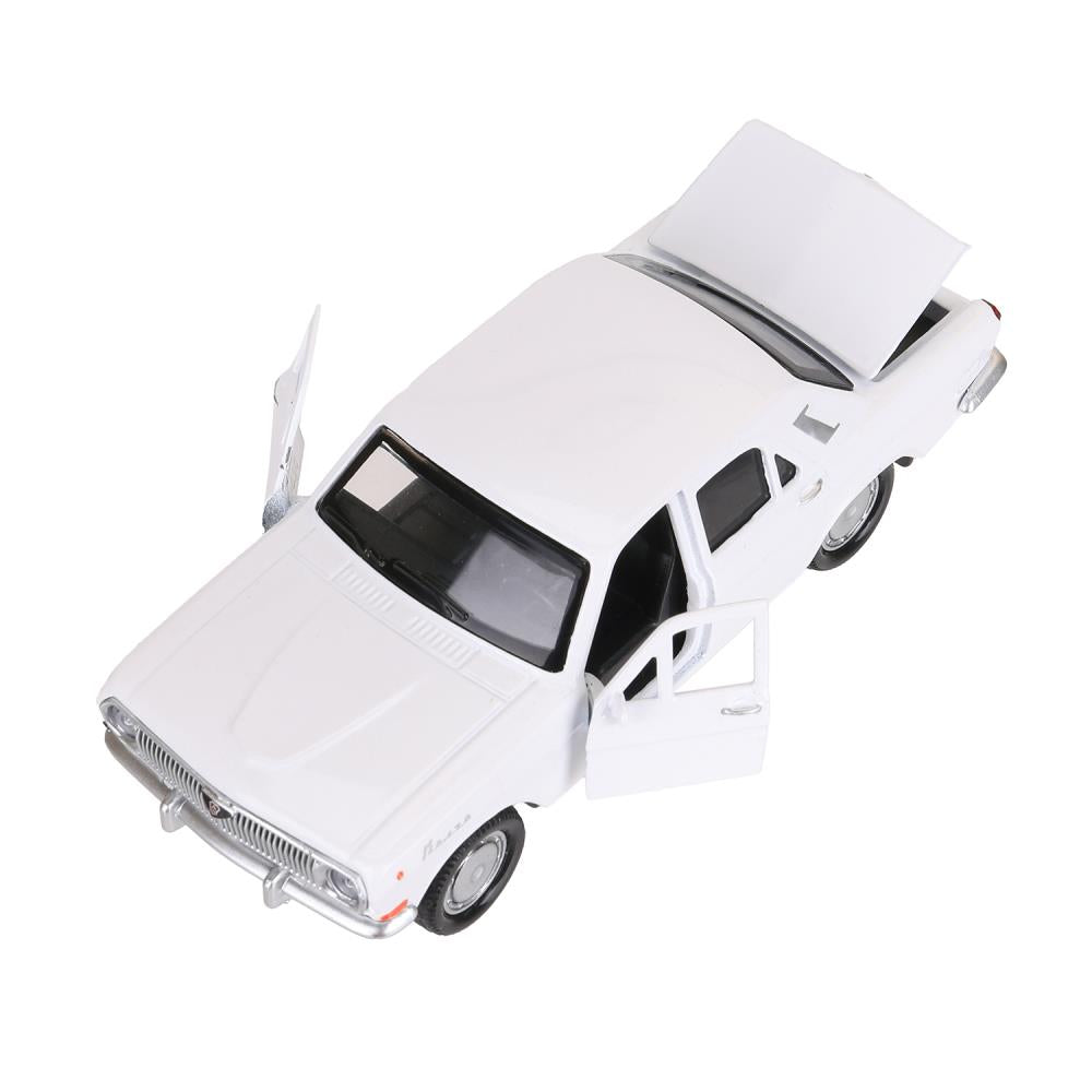 Машина металл ГАЗ-2401 ВОЛГА длина 12 см, двери, багажник, инерц, белый, кор. Технопарк в кор.2*36шт